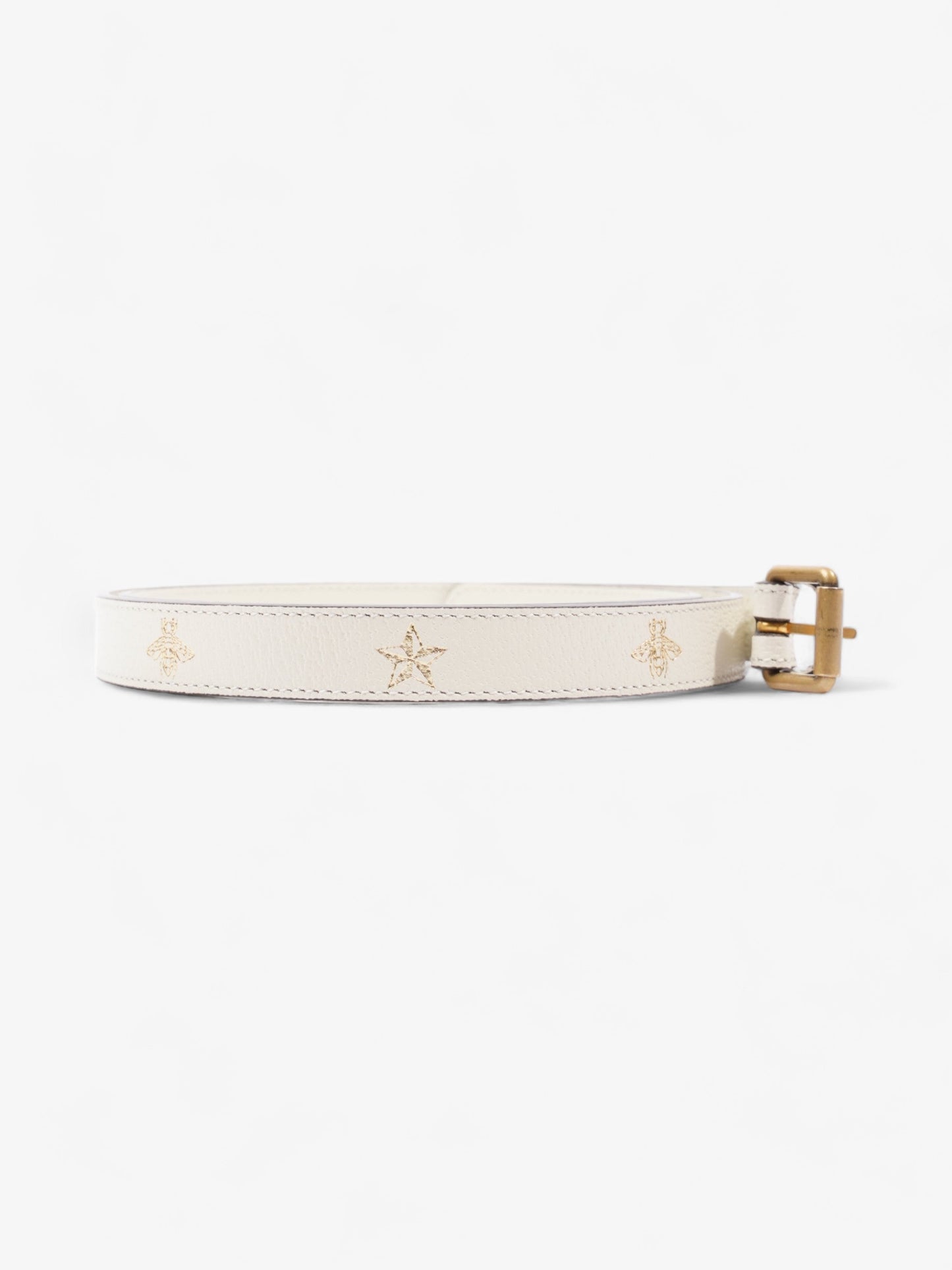 Gucci Bee Star Belt White Leather 100cm 40"