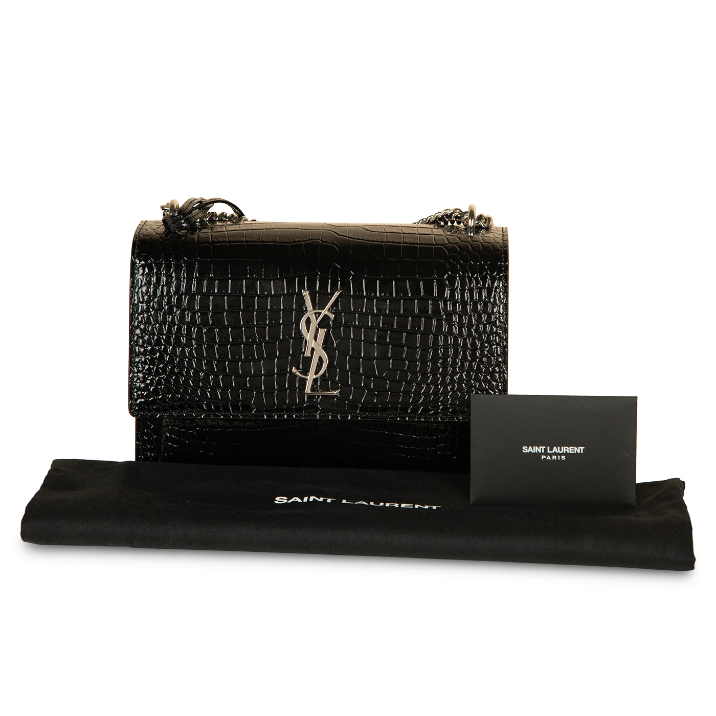 Saint Laurent Sunset Medium - Croc Embossed