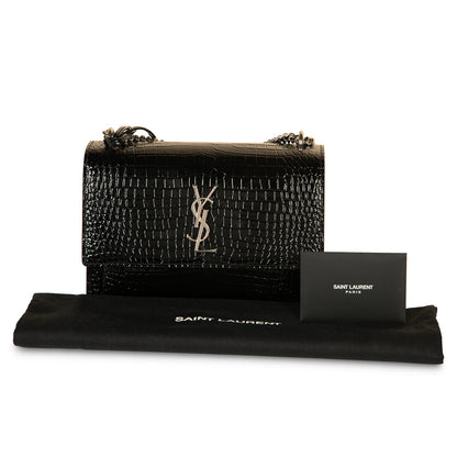Saint Laurent Sunset Medium - Croc Embossed