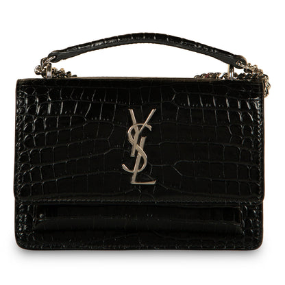 Saint Laurent Mini Sunset Crossbody - Croc Embossed