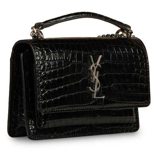 Saint Laurent Mini Sunset Crossbody - Croc Embossed