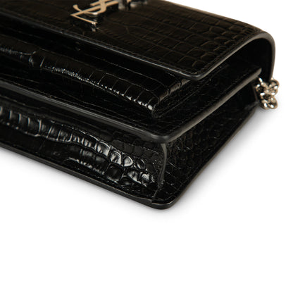 Saint Laurent Mini Sunset Crossbody - Croc Embossed