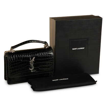 Saint Laurent Mini Sunset Crossbody - Croc Embossed