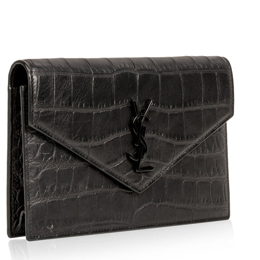 Saint Laurent Envelope Crossbody - Croc Embossed