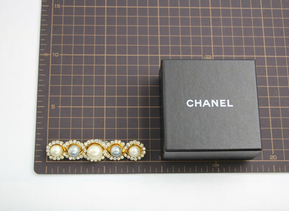 Chanel Vintage 1971-80 Rhinestone & Imitation Pearl Gray Hairpin
