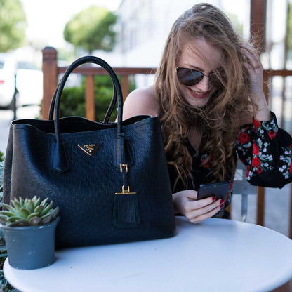 Prada Ostrich Double Bag