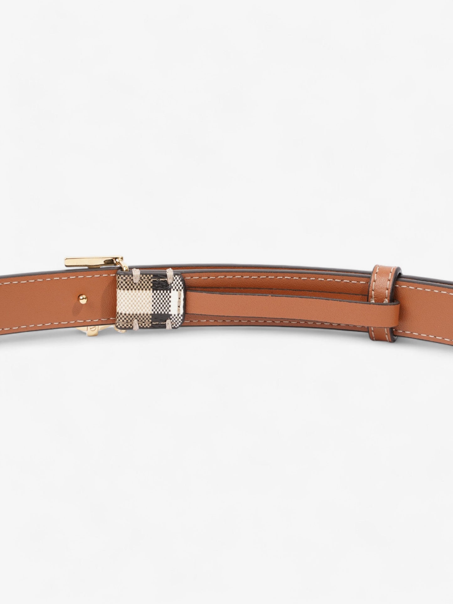 Burberry TB Belt Vintage Check / Light Gold Canvas Large - 117cm