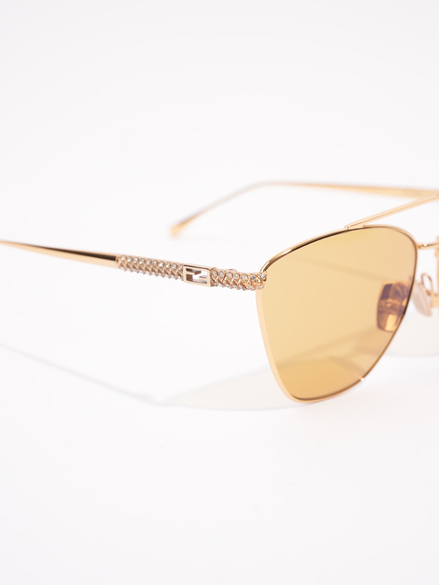 Fendi Baguette Aviator Sunglasses Gold / Yellow Acetate 145mm