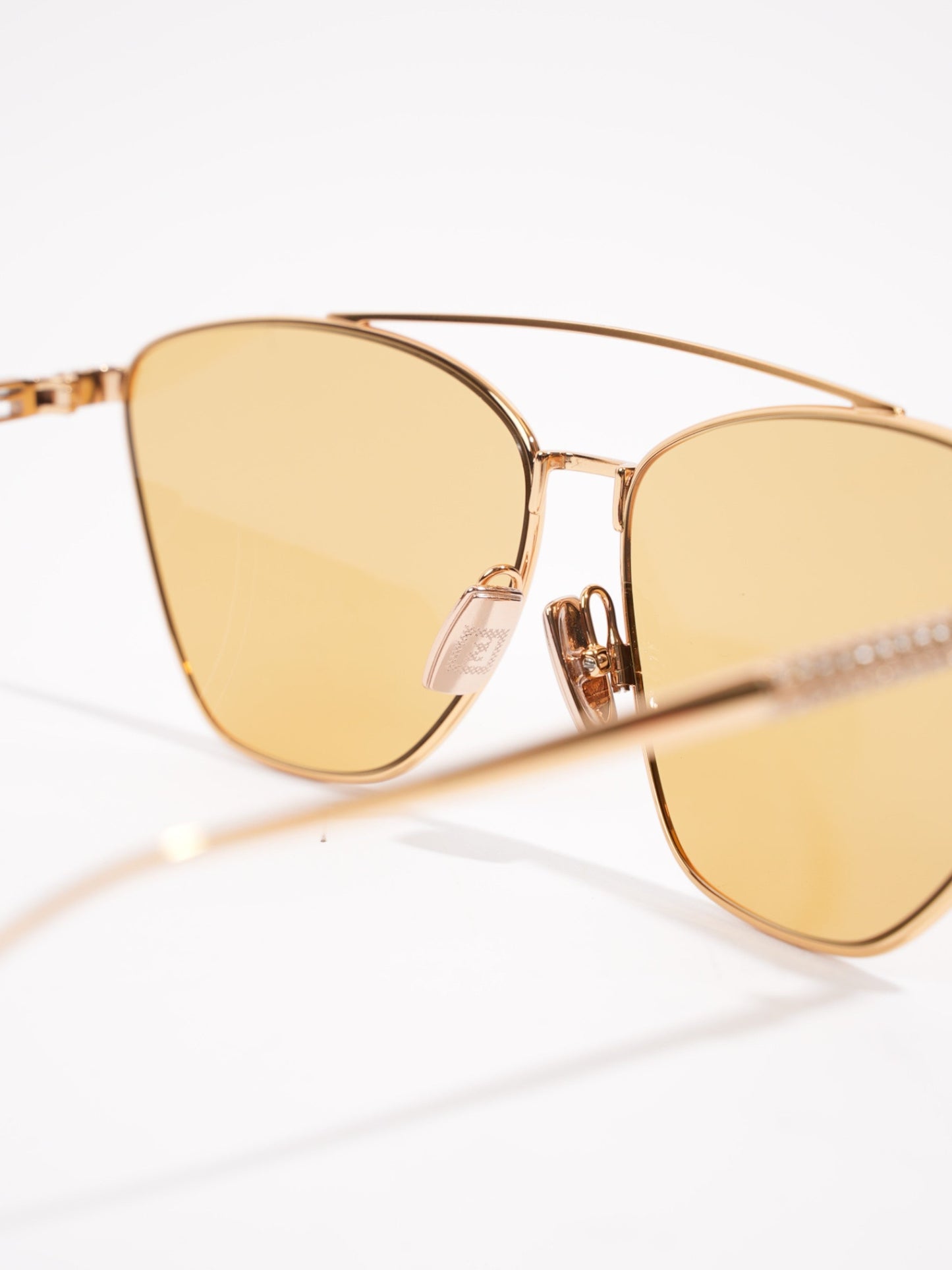 Fendi Baguette Aviator Sunglasses Gold / Yellow Acetate 145mm