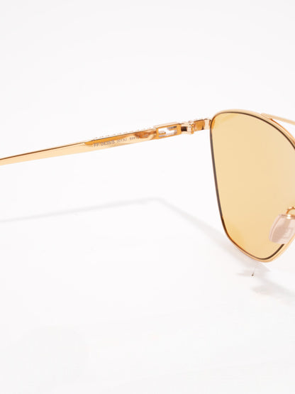 Fendi Baguette Aviator Sunglasses Gold / Yellow Acetate 145mm