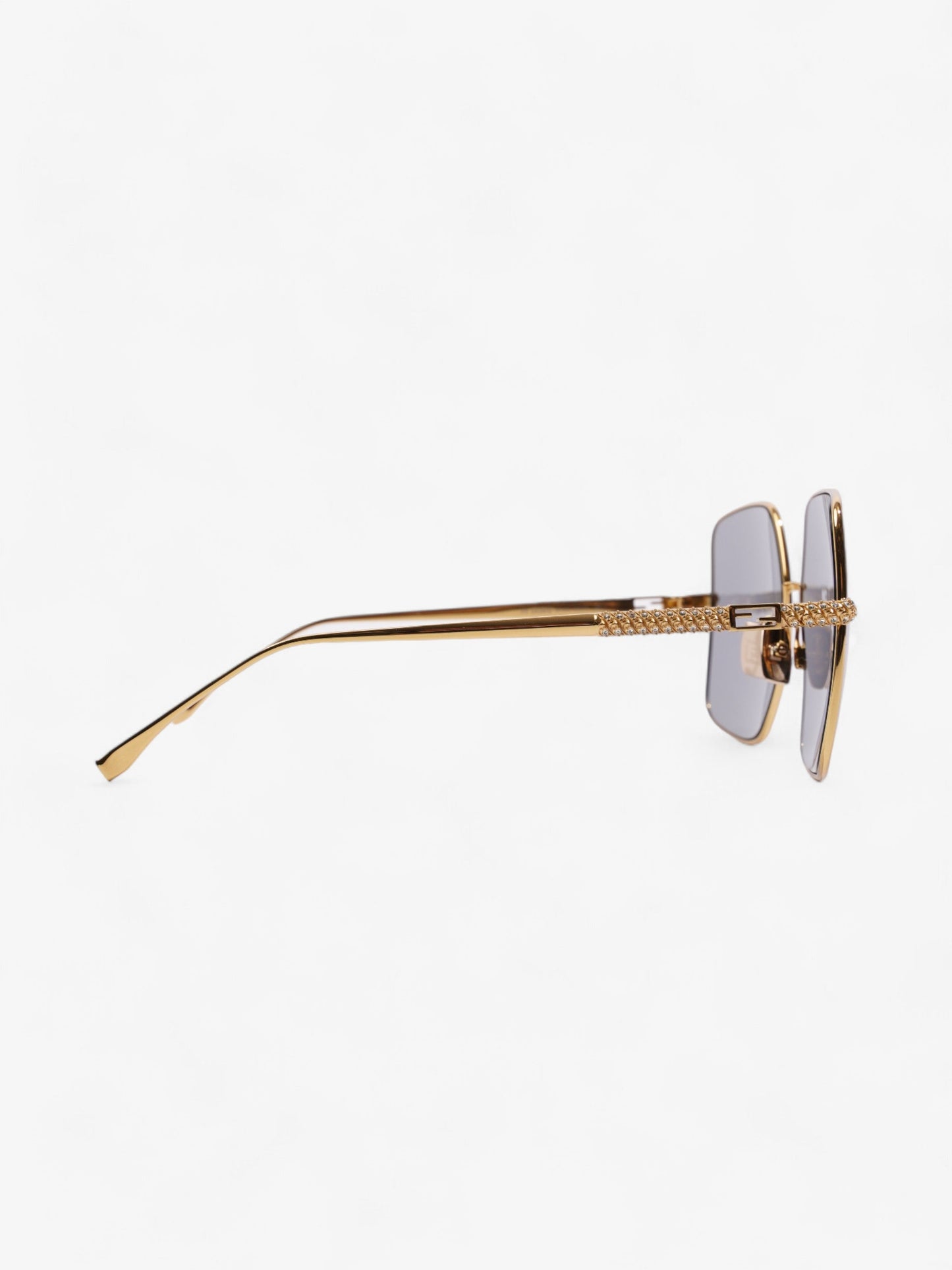 Fendi Oversized Sunglasses with Rhinestones Gold Acetate 145mm