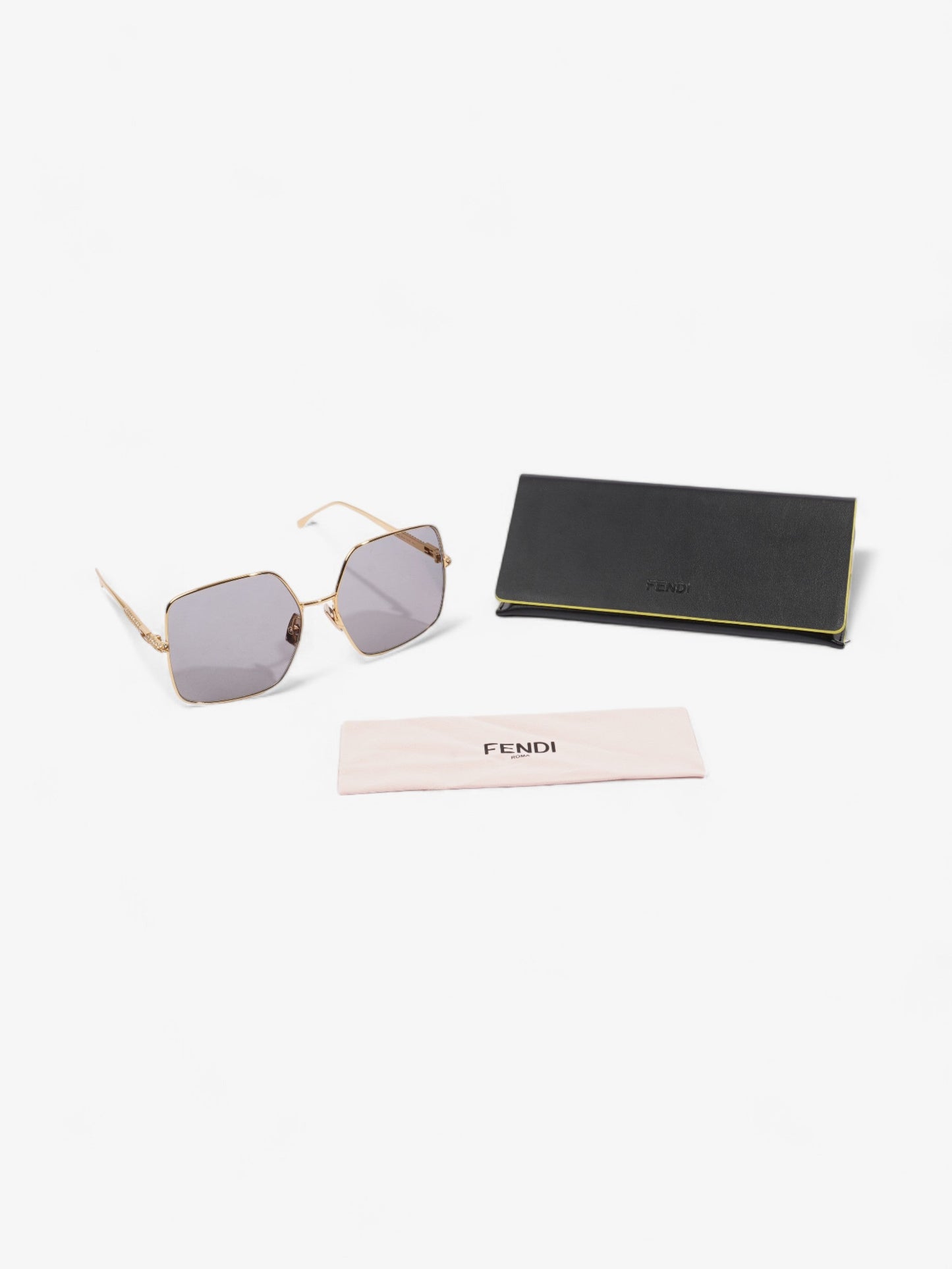 Fendi Oversized Sunglasses with Rhinestones Gold Acetate 145mm