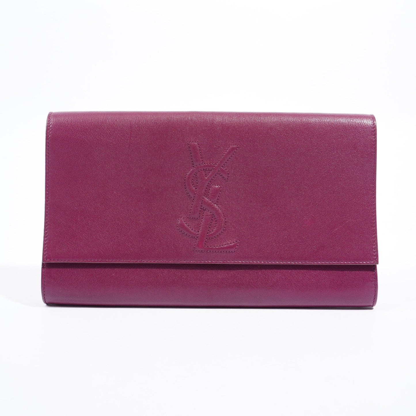 Saint Laurent Flap Clutch Purple Leather