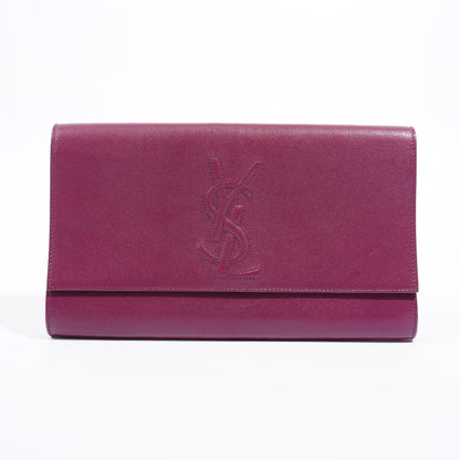 Saint Laurent Flap Clutch Purple Leather