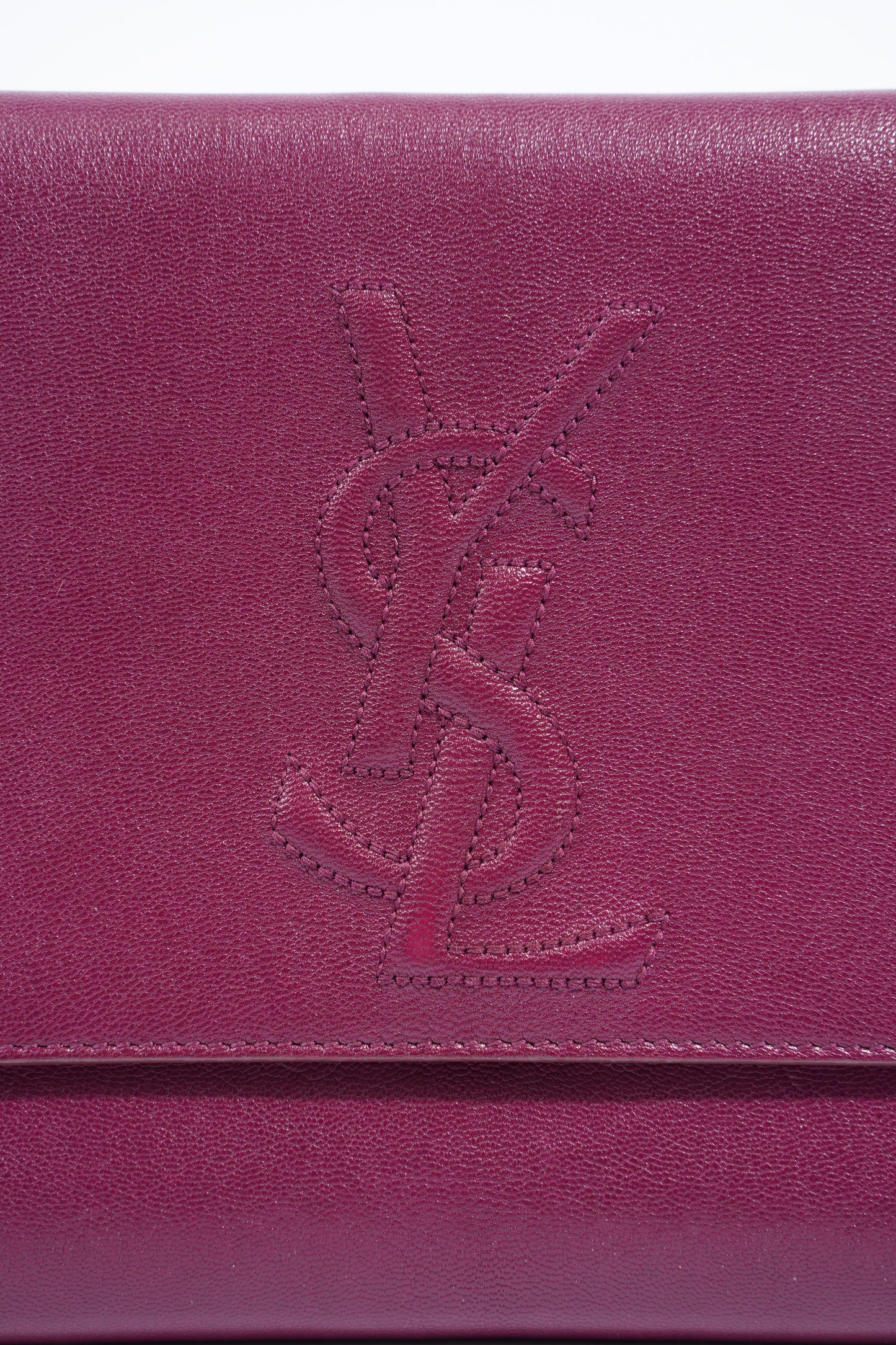 Saint Laurent Flap Clutch Purple Leather