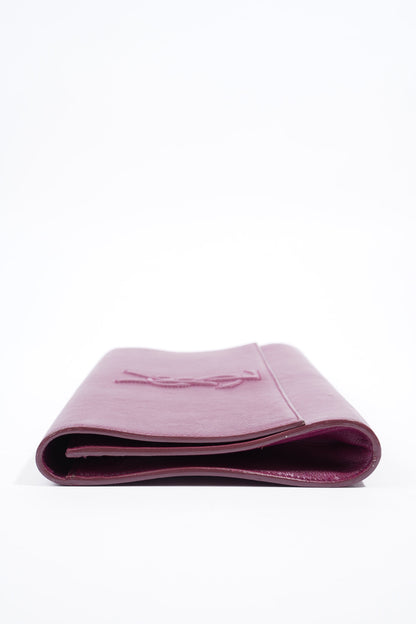 Saint Laurent Flap Clutch Purple Leather