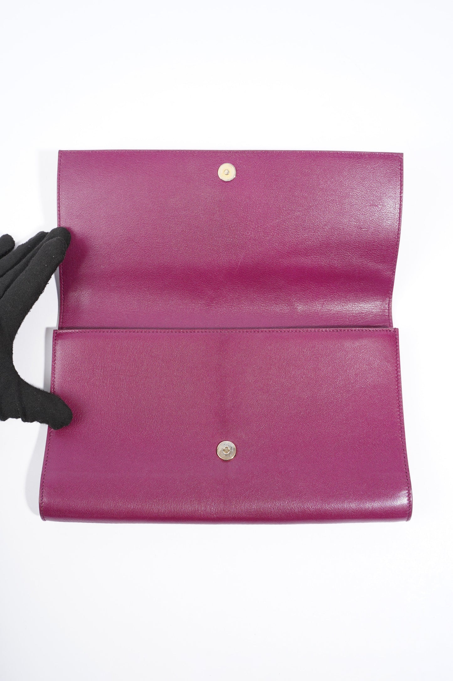 Saint Laurent Flap Clutch Purple Leather
