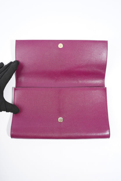 Saint Laurent Flap Clutch Purple Leather