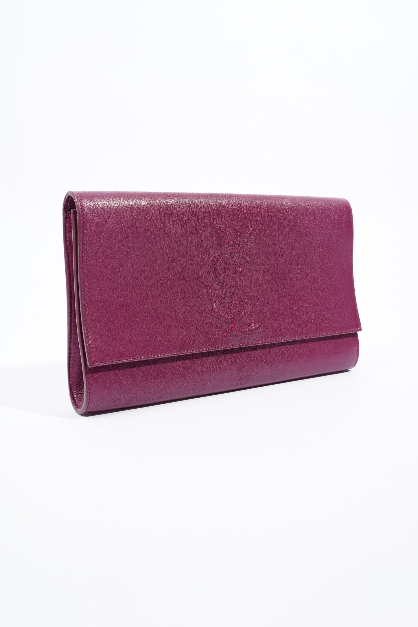 Saint Laurent Flap Clutch Purple Leather
