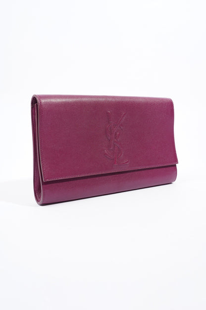 Saint Laurent Flap Clutch Purple Leather
