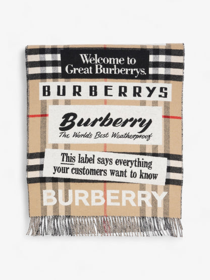 Burberry Newspaper Scarf Archive Beige / Red / Black Cashmere