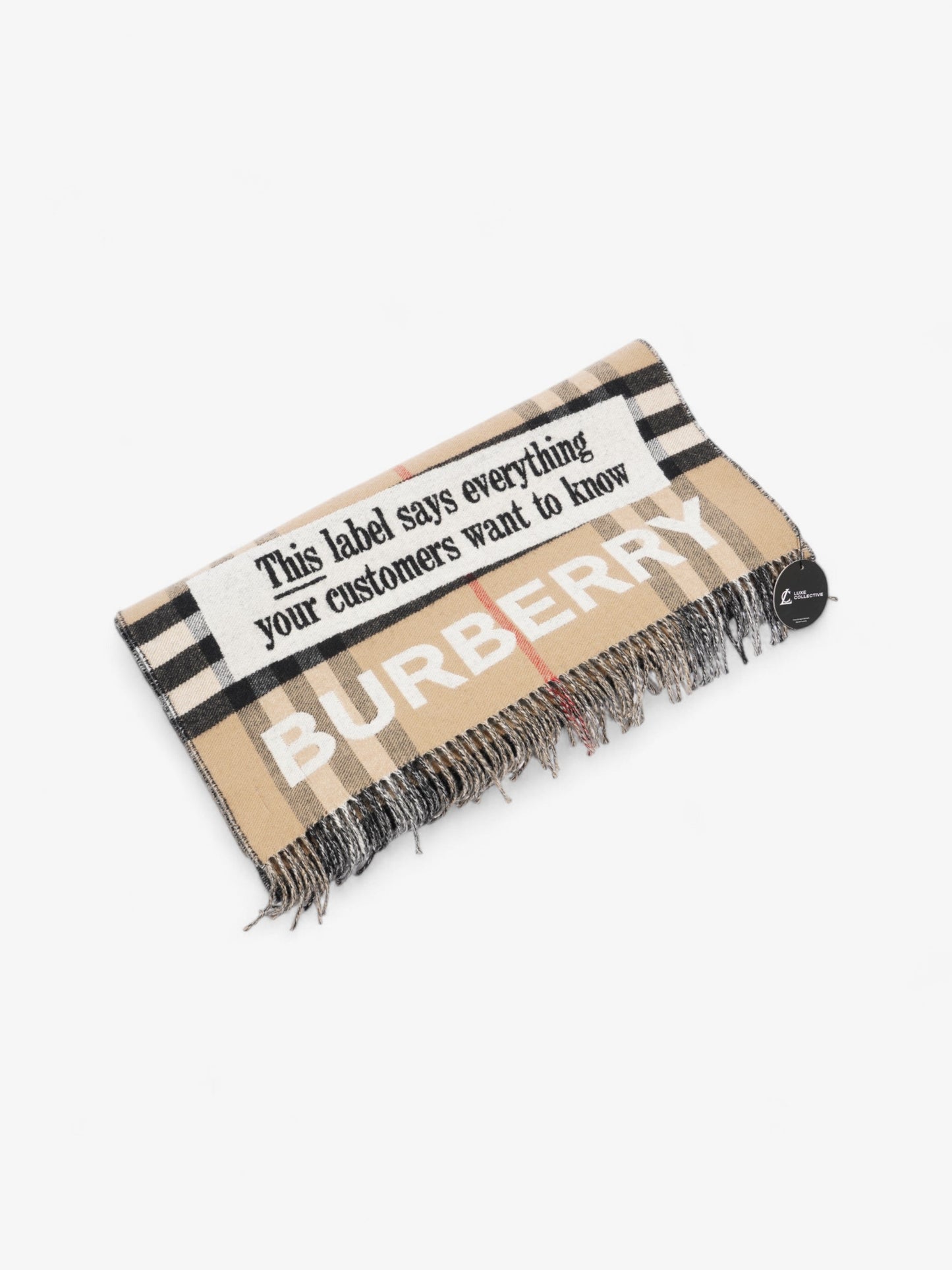 Burberry Newspaper Scarf Archive Beige / Red / Black Cashmere