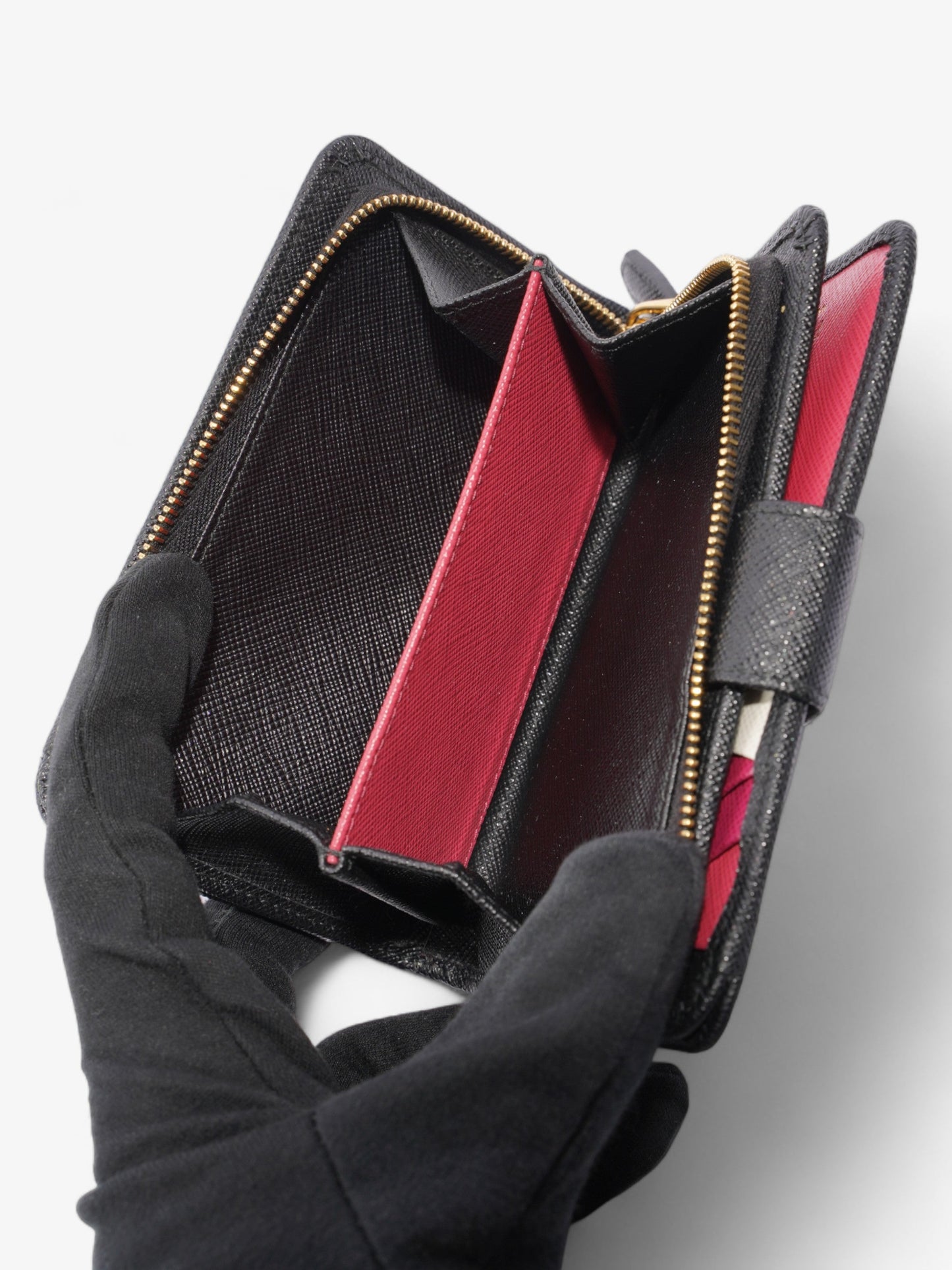 Prada Small Bifold Wallet Black Saffiano Leather
