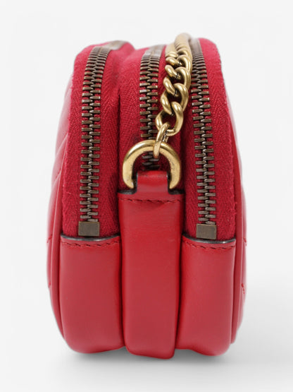 Gucci GG Marmont Chain Hibiscus Red Calfskin Leather Mini
