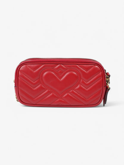 Gucci GG Marmont Chain Hibiscus Red Calfskin Leather Mini