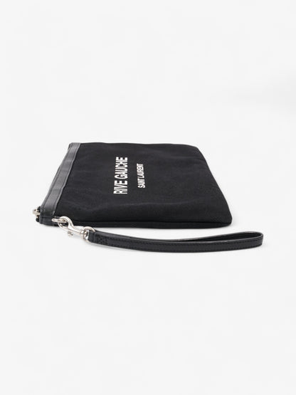 Saint Laurent Rive Gauche Clutch Black / White Canvas