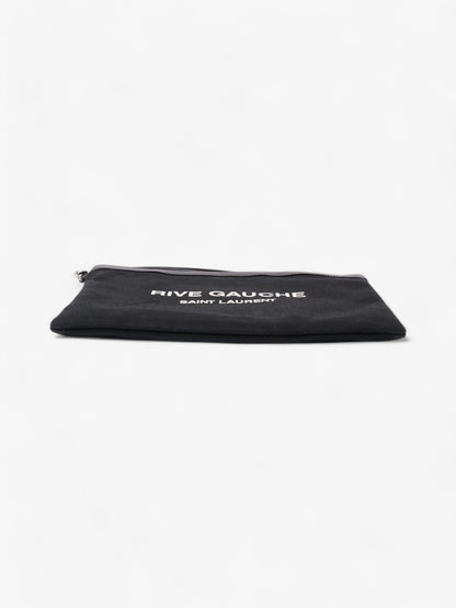 Saint Laurent Rive Gauche Clutch Black / White Canvas