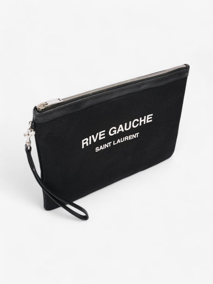 Saint Laurent Rive Gauche Clutch Black / White Canvas