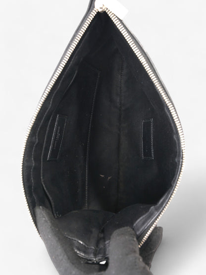 Saint Laurent Rive Gauche Clutch Black / White Canvas
