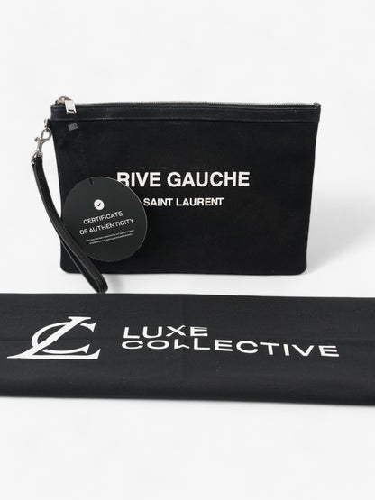Saint Laurent Rive Gauche Clutch Black / White Canvas