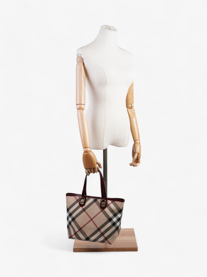 Burberry Check Tote Nova Check / Deep Red Canvas