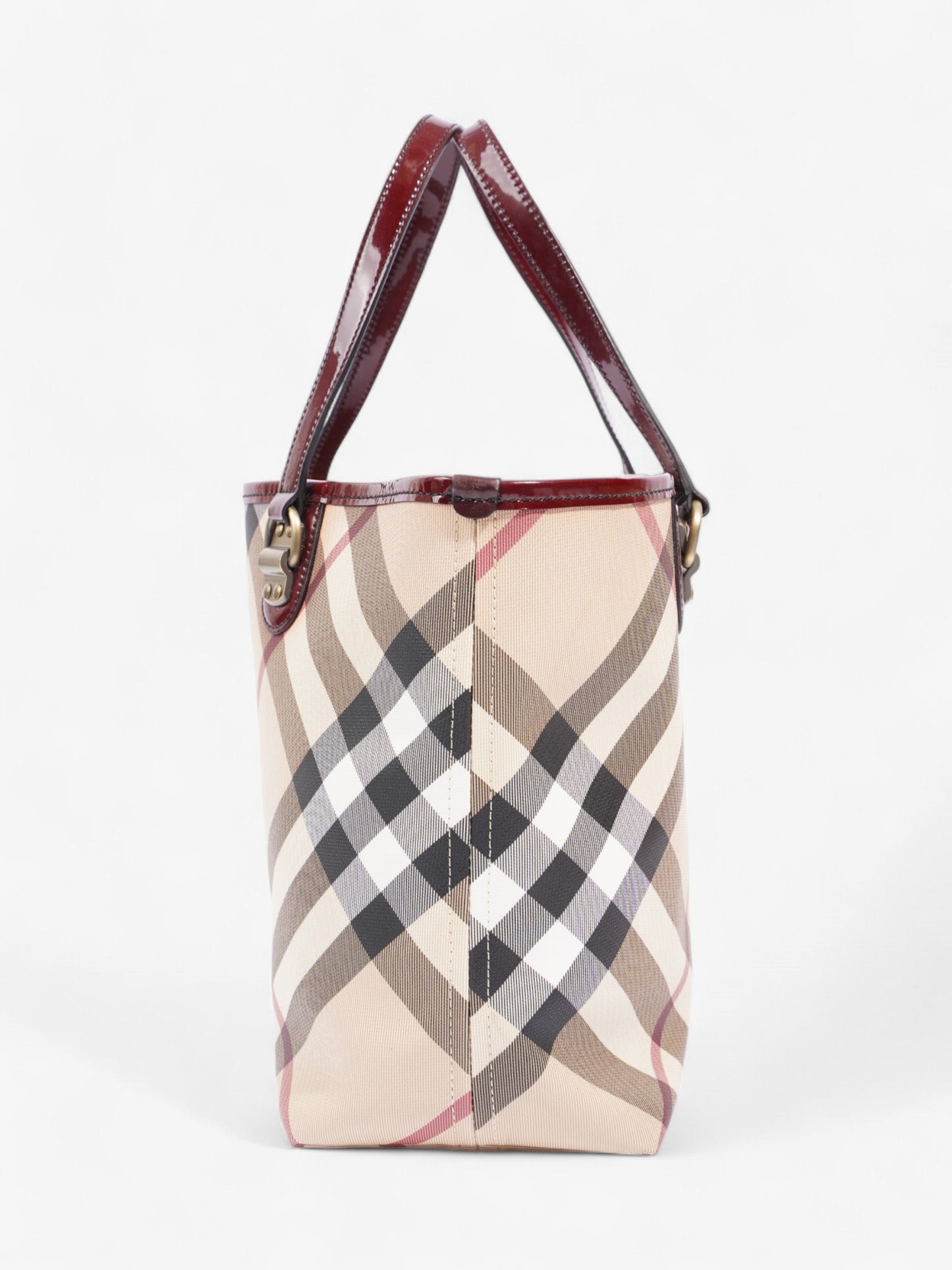 Burberry Check Tote Nova Check / Deep Red Canvas