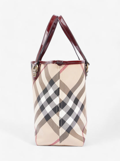 Burberry Check Tote Nova Check / Deep Red Canvas