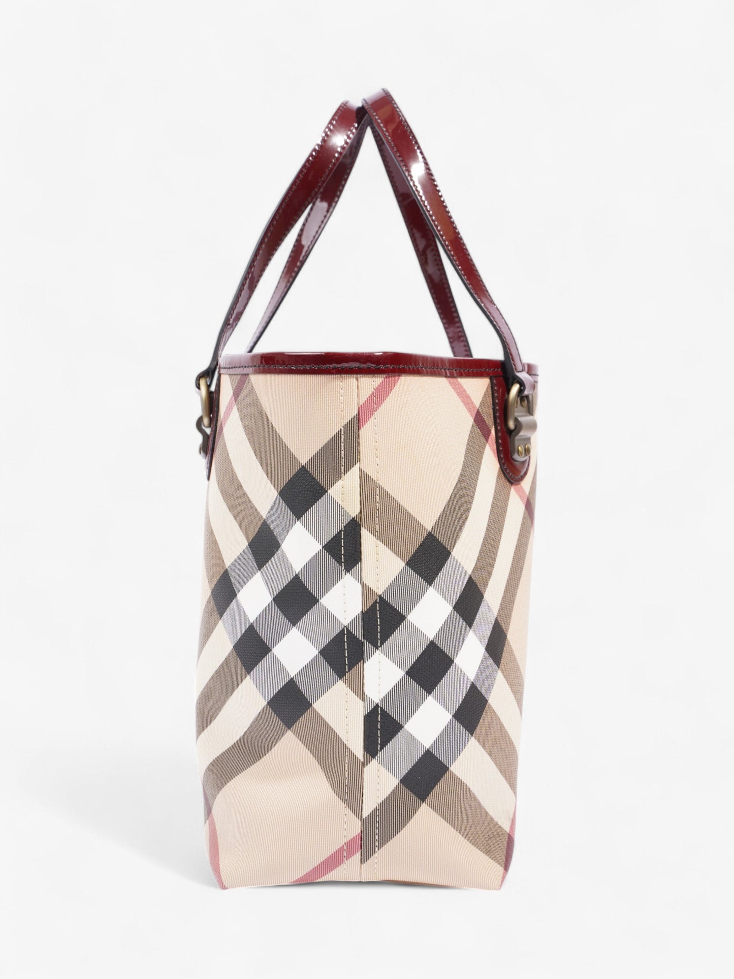 Burberry Check Tote Nova Check / Deep Red Canvas