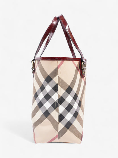 Burberry Check Tote Nova Check / Deep Red Canvas