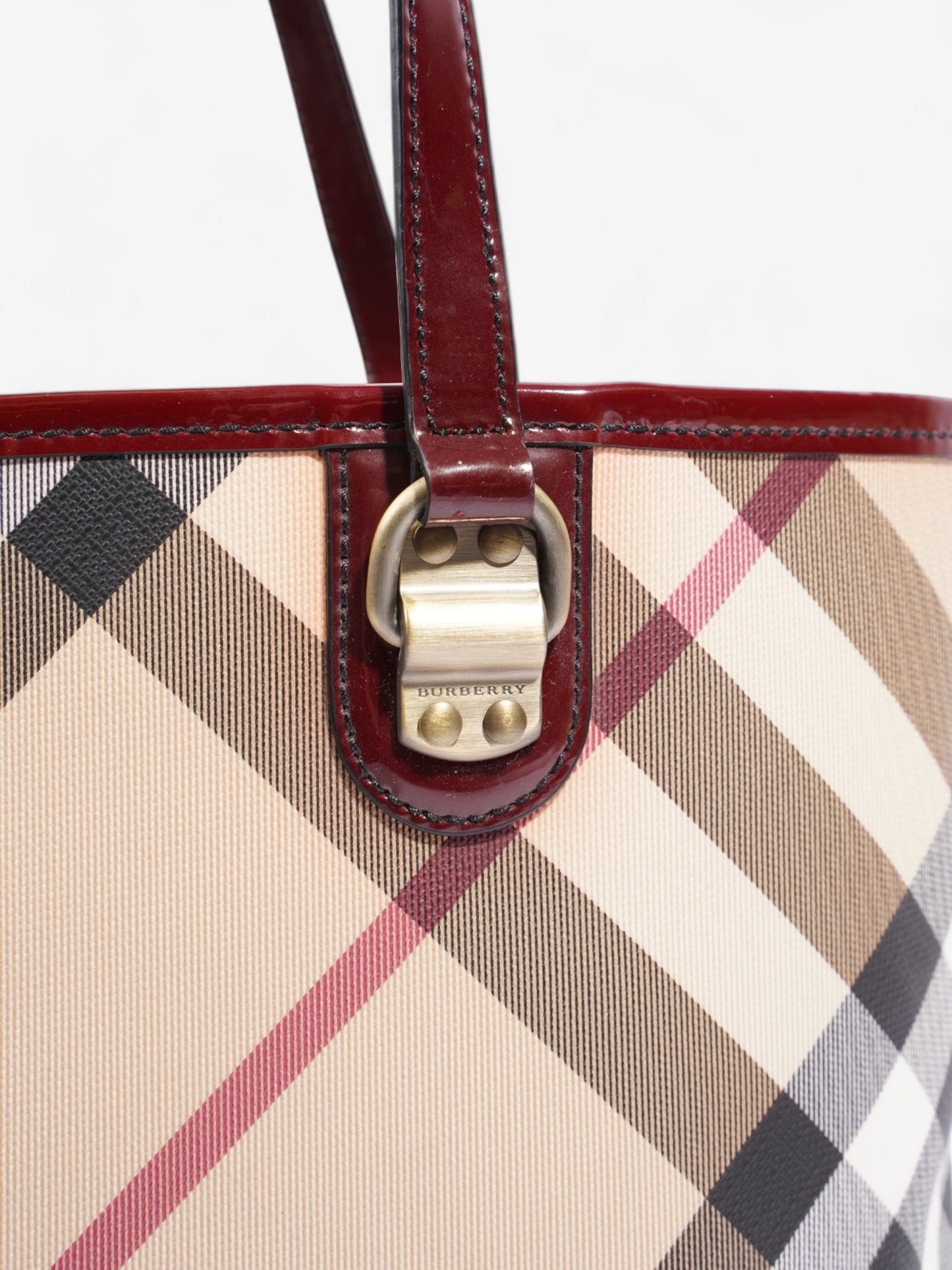Burberry Check Tote Nova Check / Deep Red Canvas