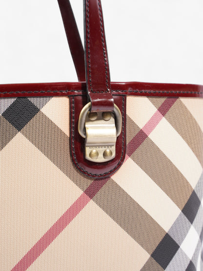 Burberry Check Tote Nova Check / Deep Red Canvas