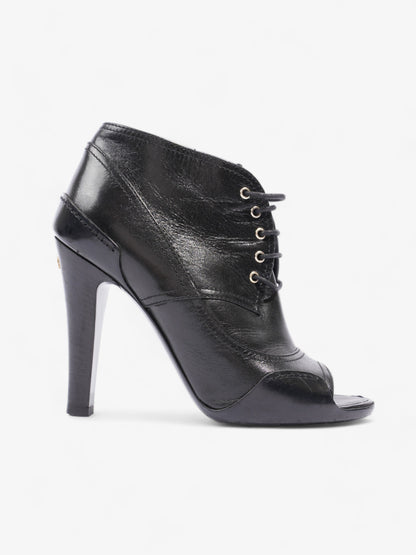 Chanel Lace Up Boots 100 Black Leather EU 37.5 UK 4.5