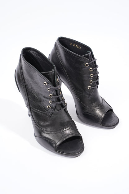 Chanel Lace Up Boots 100 Black Leather EU 37.5 UK 4.5