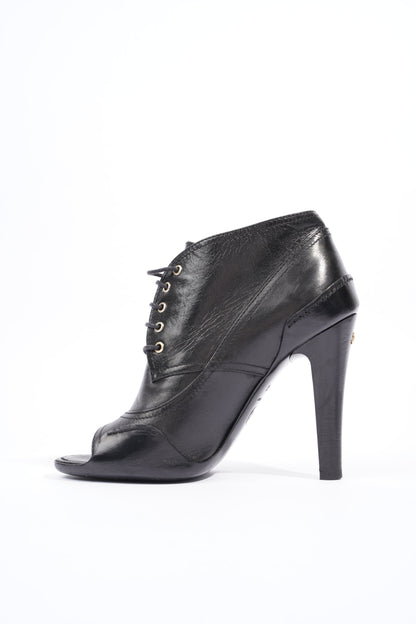 Chanel Lace Up Boots 100 Black Leather EU 37.5 UK 4.5