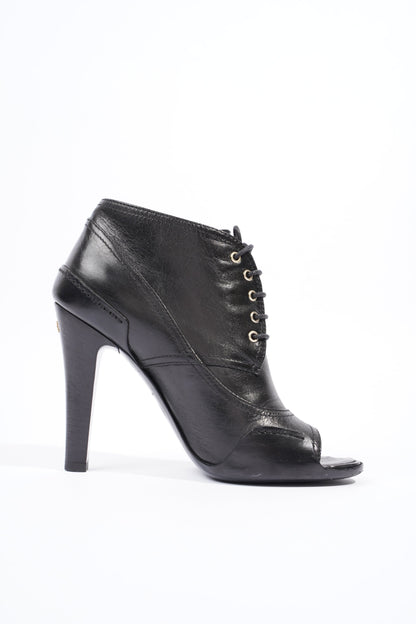 Chanel Lace Up Boots 100 Black Leather EU 37.5 UK 4.5