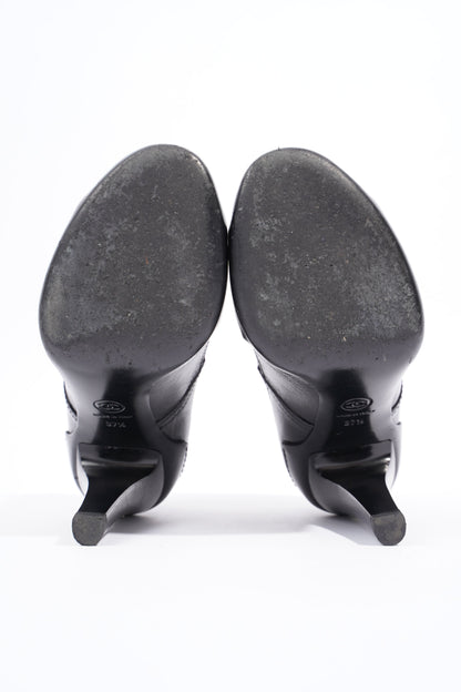 Chanel Lace Up Boots 100 Black Leather EU 37.5 UK 4.5