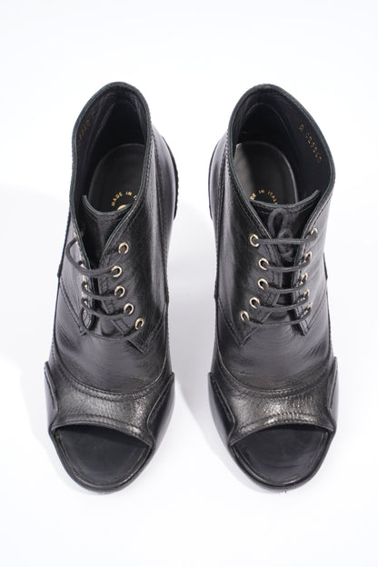 Chanel Lace Up Boots 100 Black Leather EU 37.5 UK 4.5