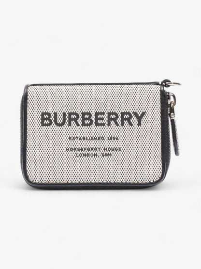 Burberry Horseferry Print Elmore Zip Around Wallet Lanyard Black Canvas