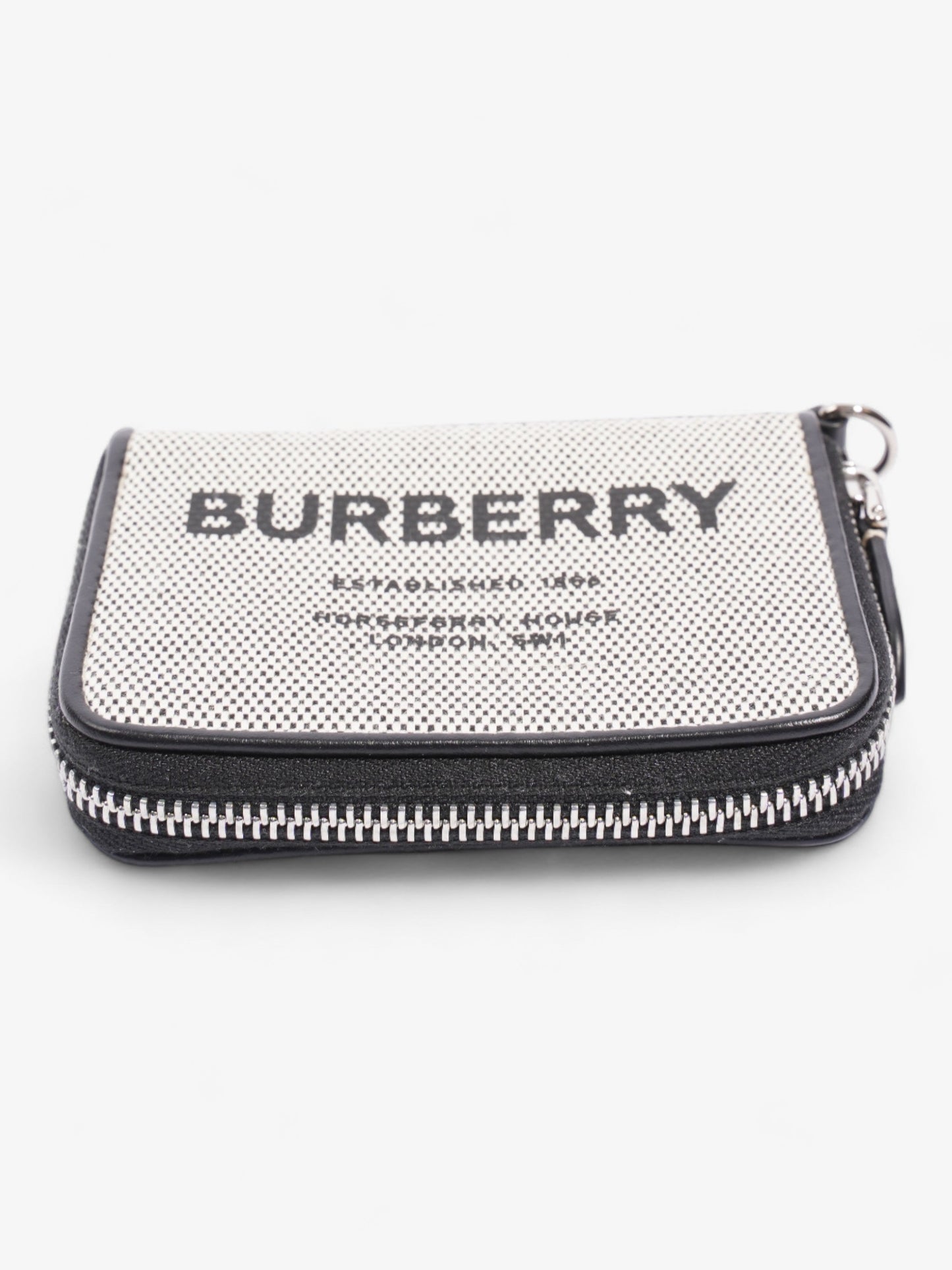 Burberry Horseferry Print Elmore Zip Around Wallet Lanyard Black Canvas