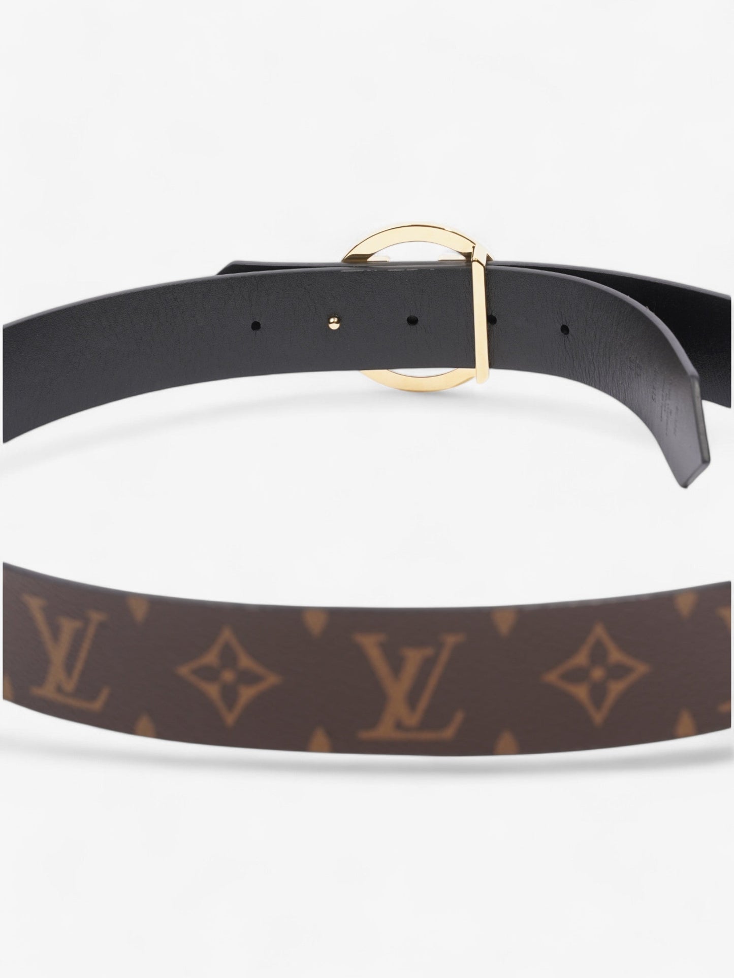 Louis Vuitton LV Circle 35MM Reversible Belt Monogram / Black Coated Canvas 95cm 37.5"